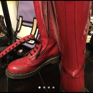 Lace Red Patent Leather Dr Martens Punk goth Boots
